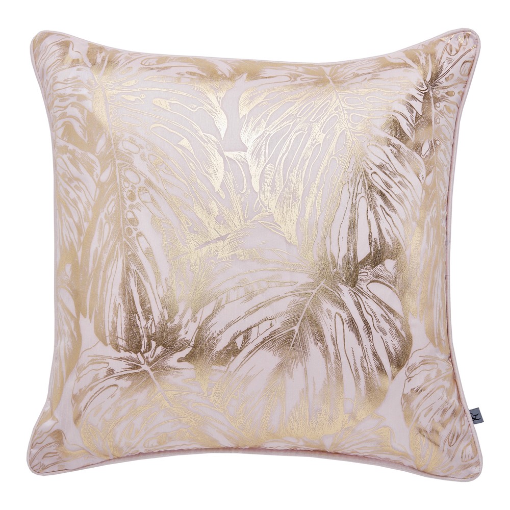 Tropical Leaves Cushion by Graham & Brown in Blush Pink